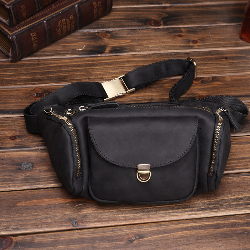 Retro Crazy Horse Leather Large Capacity Men's Waist Packs