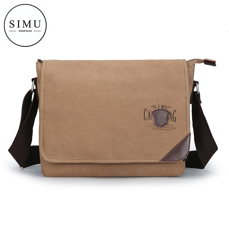 Men's Cool Simple Green Canvas Horizontal Men's Messenger Bags