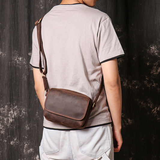 Women's & Men's & Retro Crazy Horse Leather Men's Shoulder Bags
