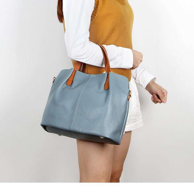 Women's Layer Cowhide Big Female Genuine Leather Shoulder Bags
