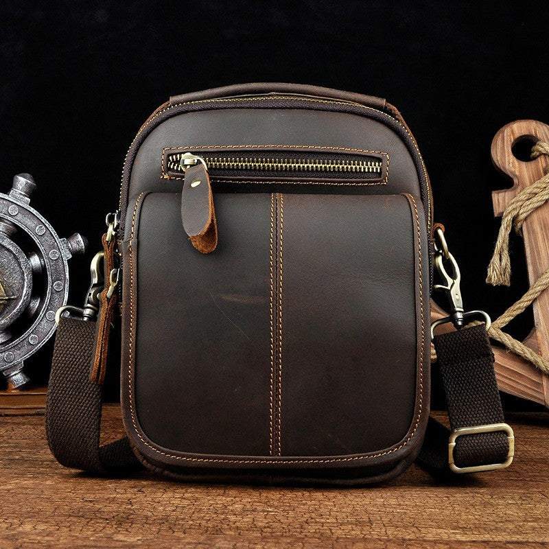 Men's Top Layer Oil Waxed Leather Cowhide Men's Messenger Bags