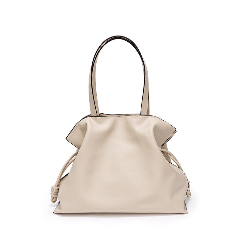 Women's Totes Commuter High-grade Cowhide Pleated Drawstring Tote Bags