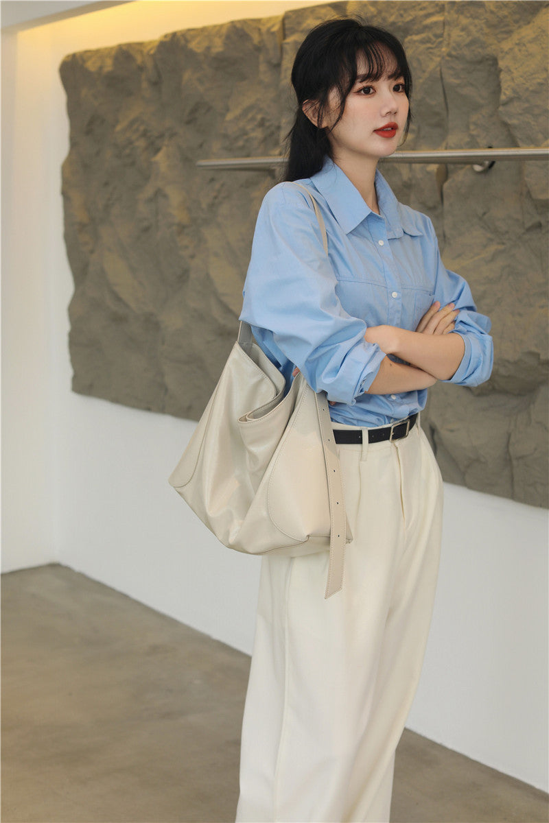 Women's Light Luxury Cowhide Versatile Large Capacity Retro Shoulder Bags