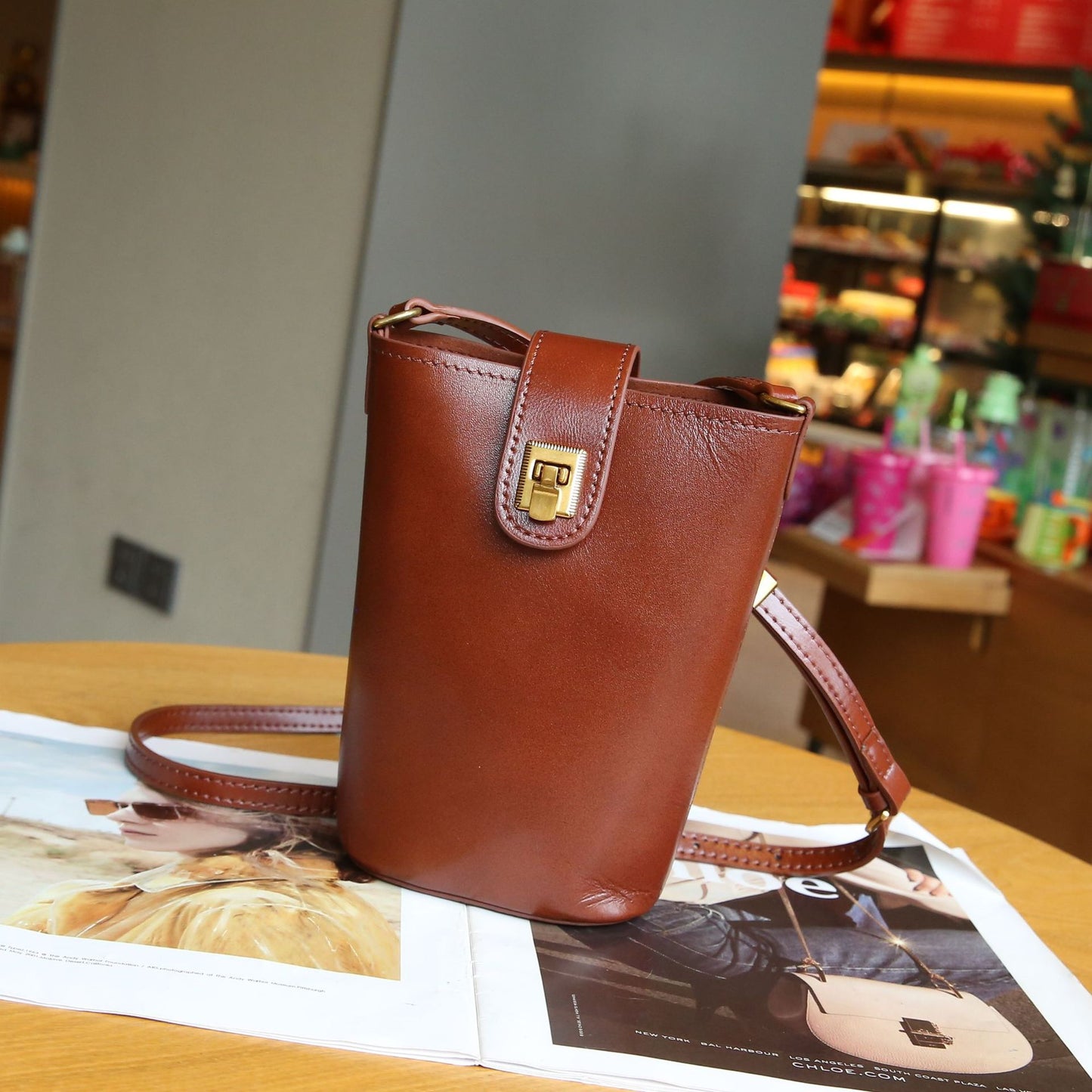Women's Vegetable Tanned Leather Cowhide Special Interest Purses