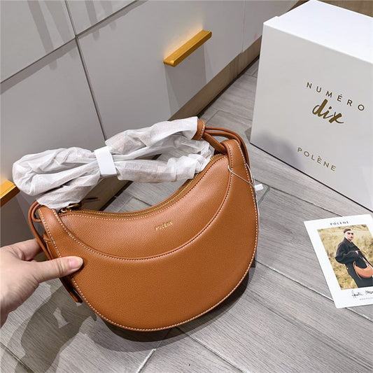 Women's French Design Selenodont Genuine Leather Underarm Shoulder Bags