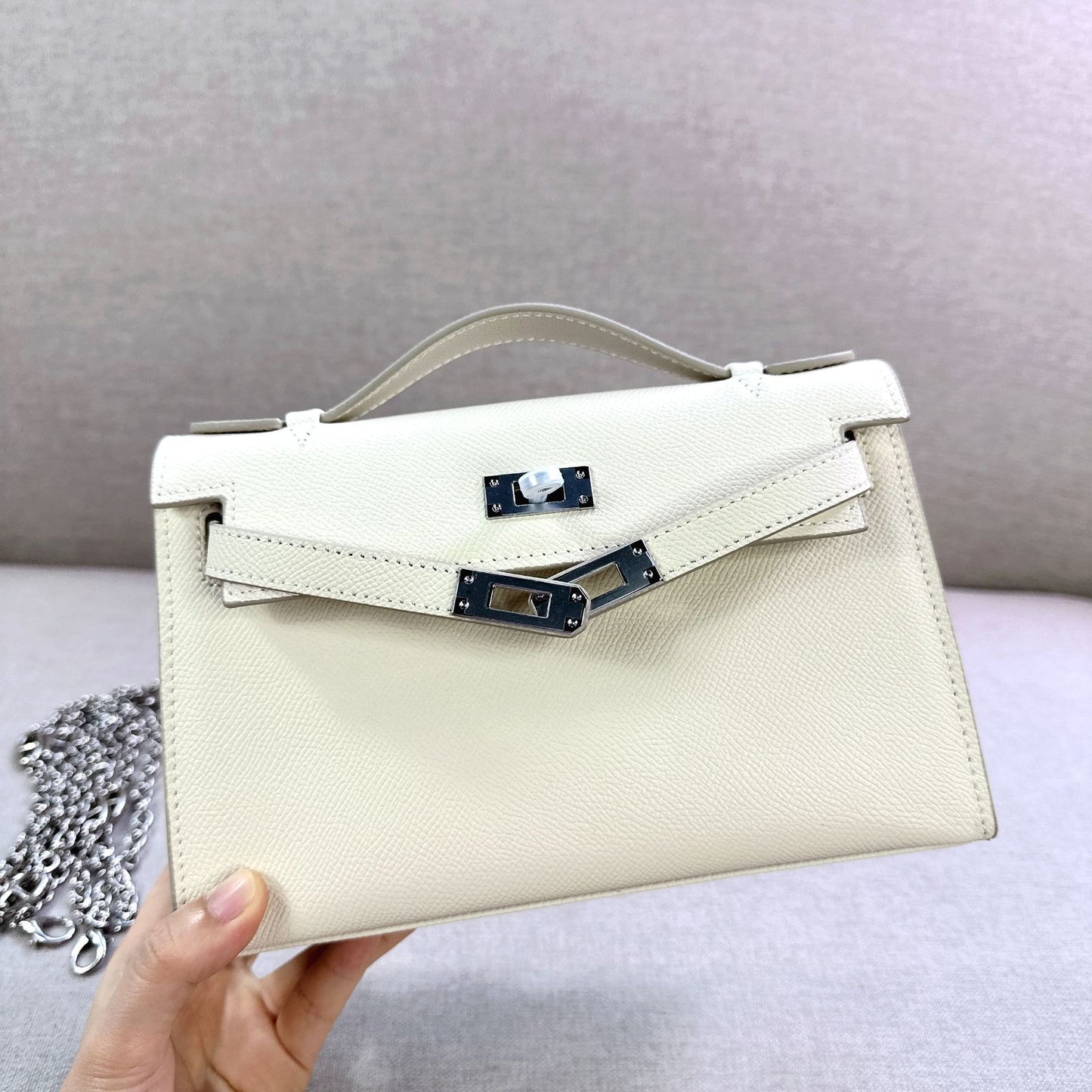 Women's Genuine Leather Sier Hand Palm Print Small Square Bags