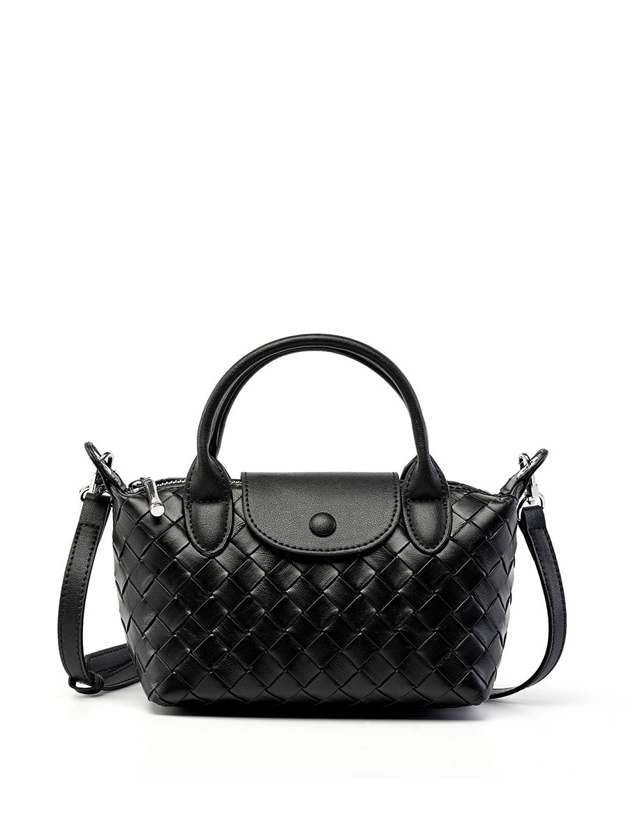 Women's Cowhide Woven Design Dumpling Leather Crossbody Bags