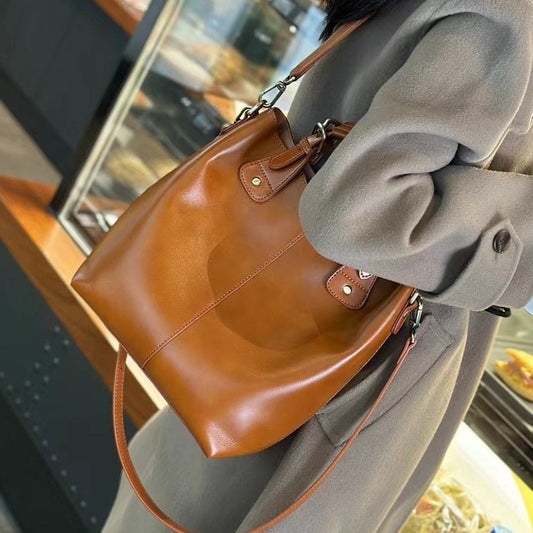 Women's Classic Vegetable Basket Genuine Leather Large Bags