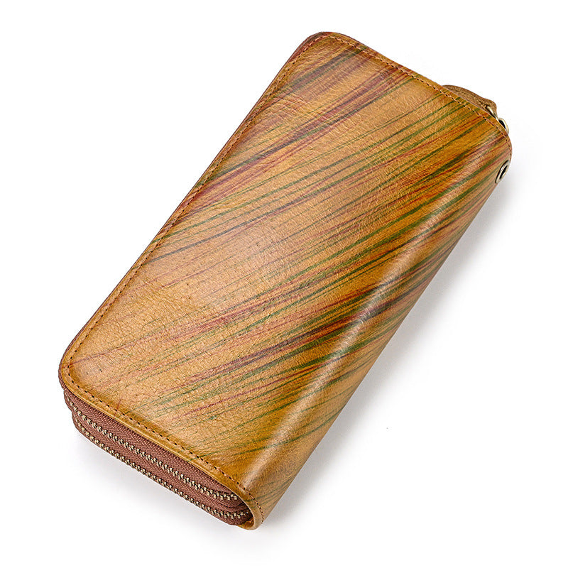 Men's Leather Crazy Horse Long Double Layer Bags