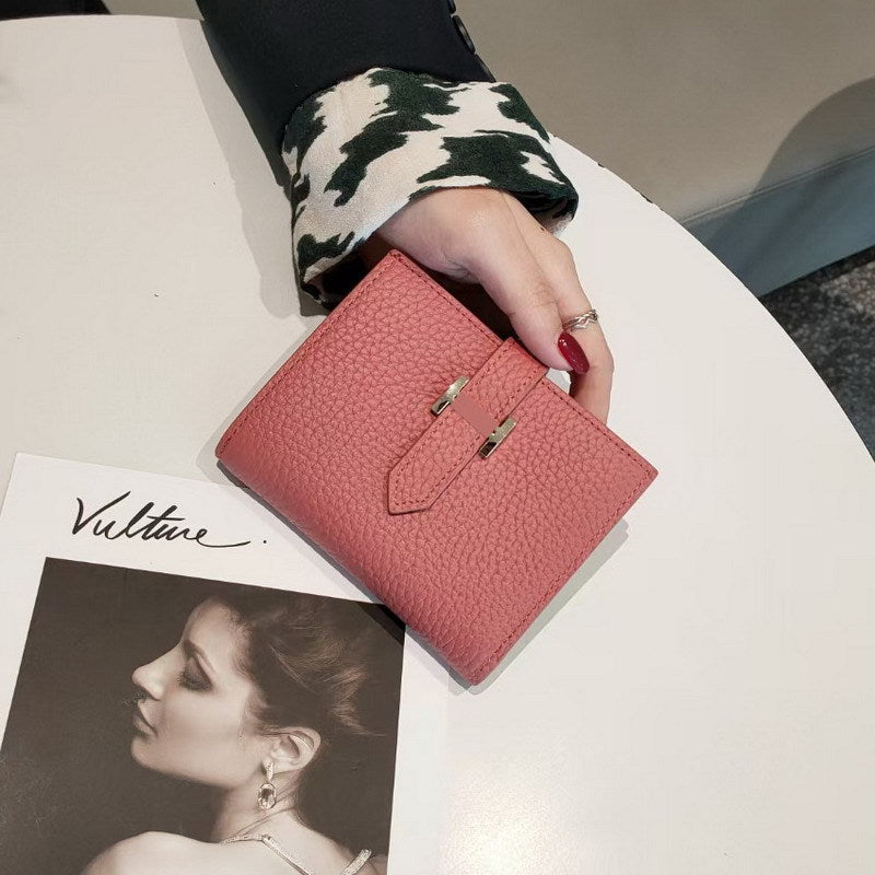 Women's Quality Double Folding Zipper Top Layer Handbags