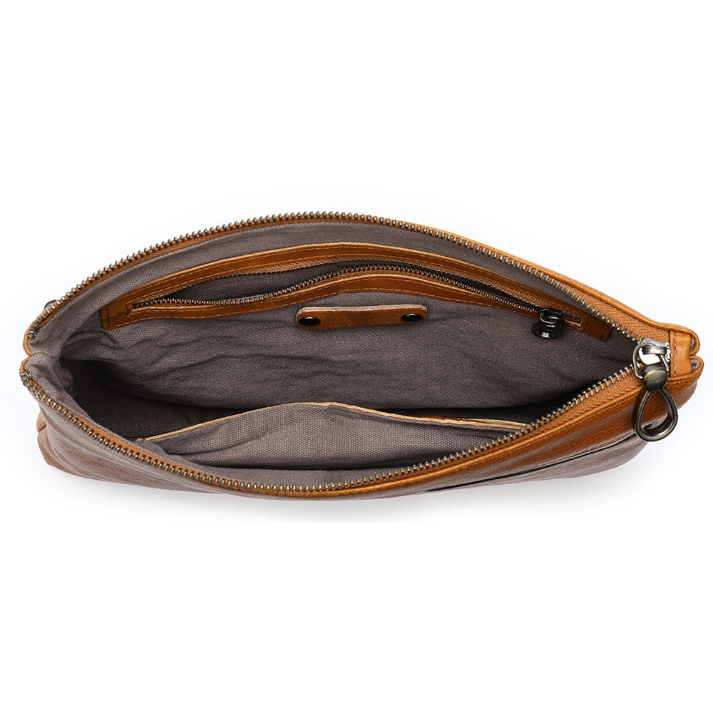 Men's Genuine Leather Clutch Vegetable Tanning Envelope Men's Handbags