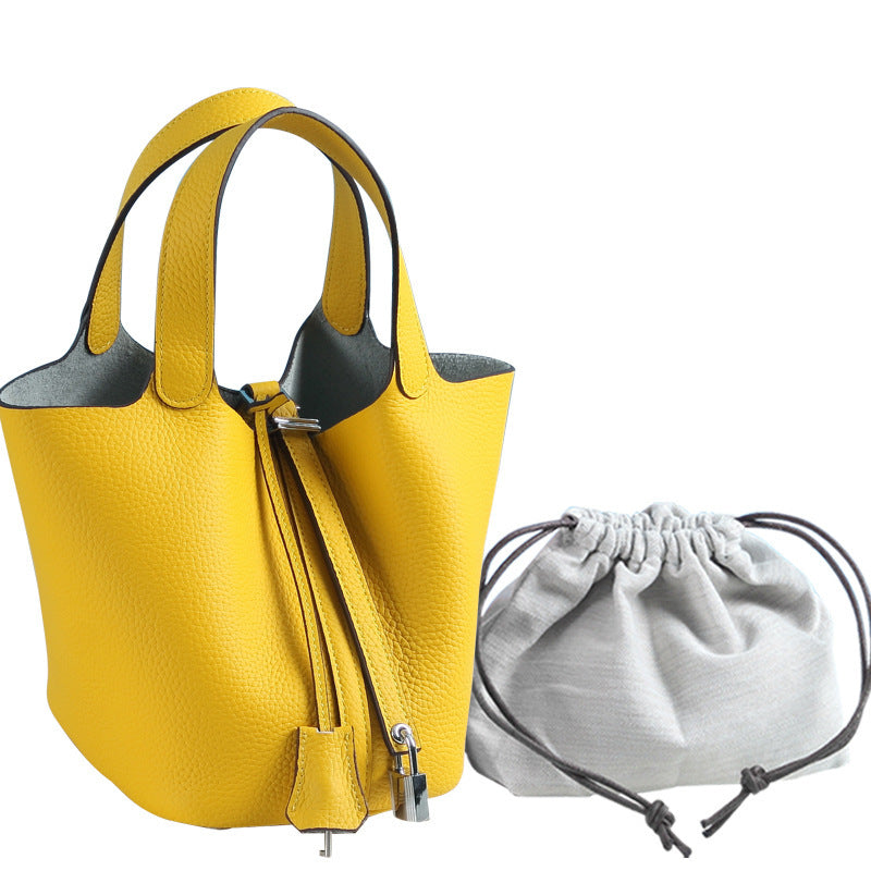Women's Lychee Pattern First Layer Cowhide Vegetable Handbags