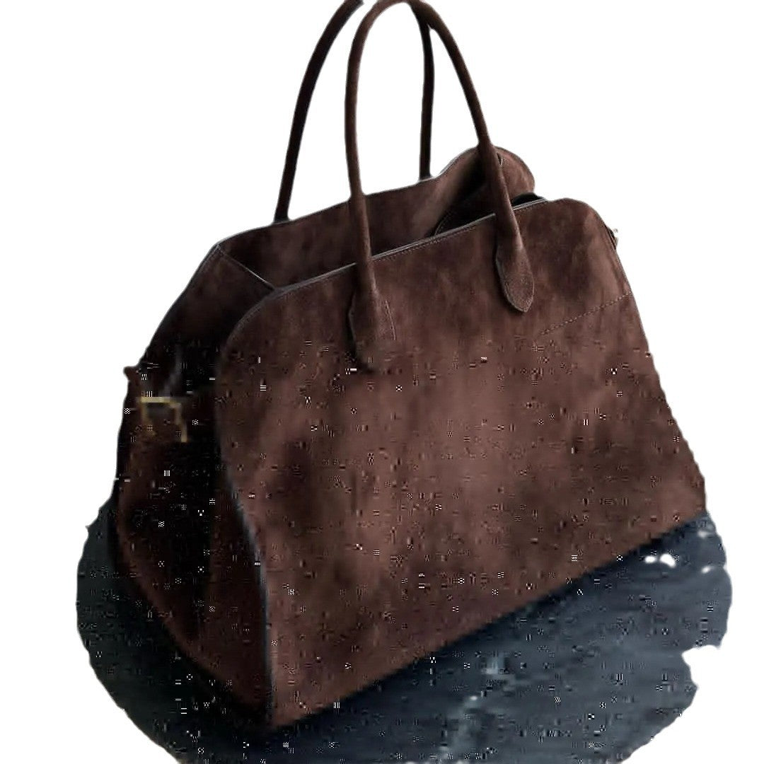 Elegant Suede Cowhide Commuter Texture Leather Handbags