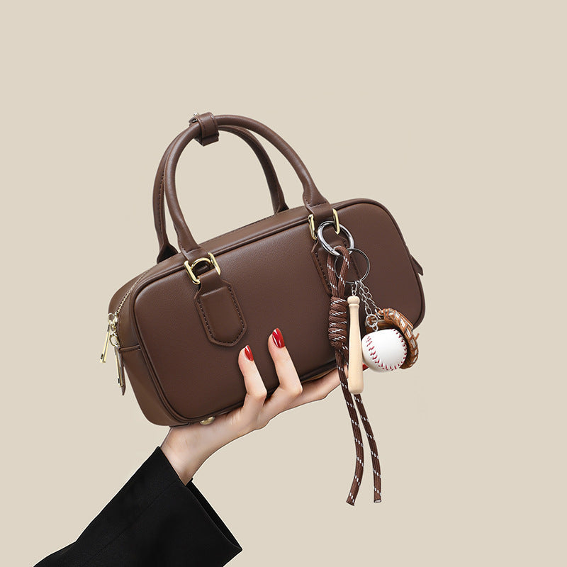 Women's Creative Summer Genuine Leather Bowling Shoulder Bags