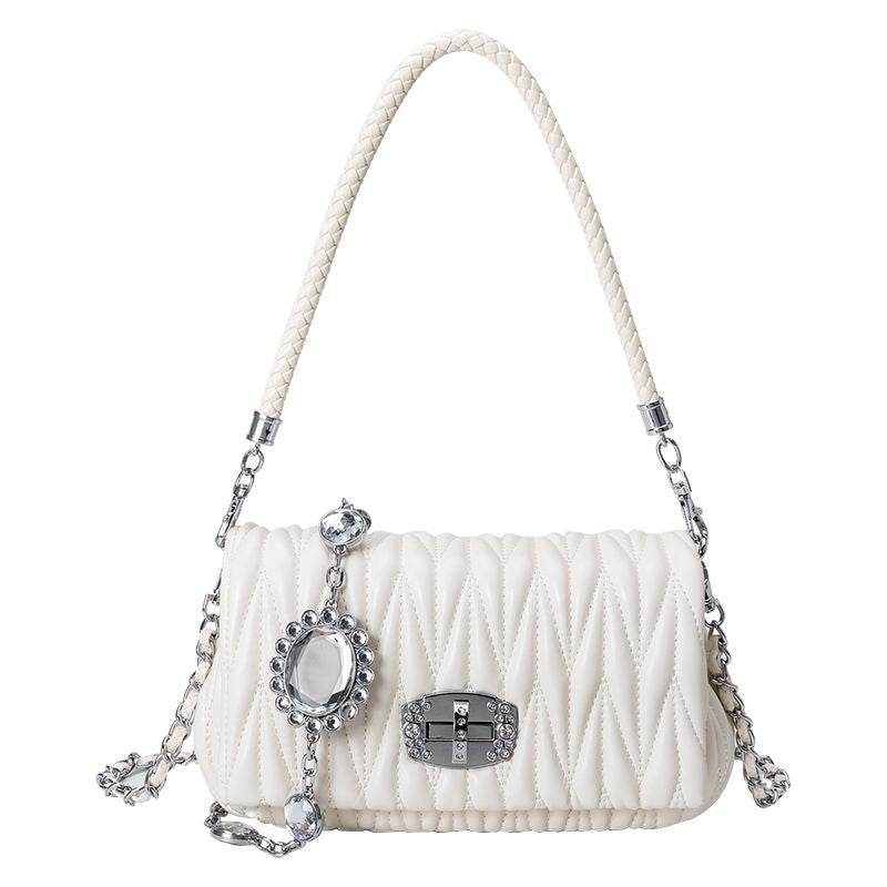 Women's Summer Rhinestone Pleated Chain High-grade Underarm Handbags