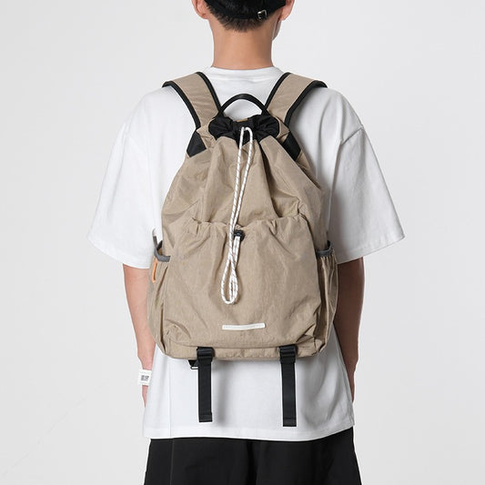Women's & Men's & Drawstring Pull String Canvas Waterproof Sports Backpacks