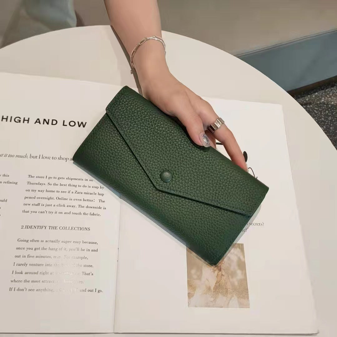 Trendy Attractive Cowhide Multiple Slots Zipper Handbags