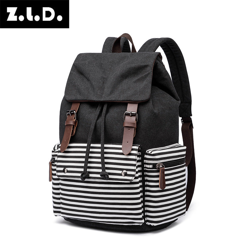 Canvas Large Capacity Color Matching Street Backpacks