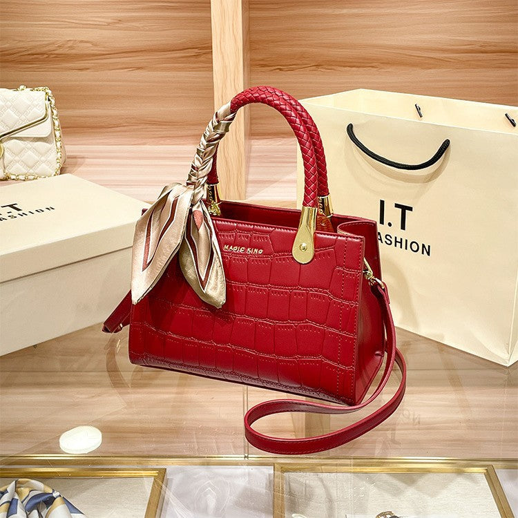 Women's Bride Red Wedding Large Capacity Leather Handbags