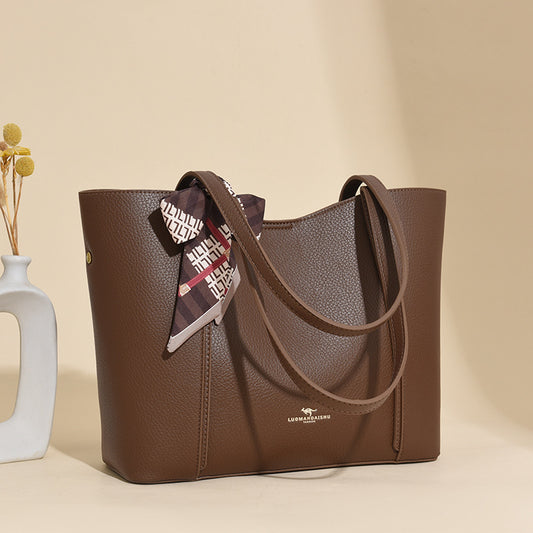 Women's Large Capacity Retro Solid Color Silk Shoulder Bags