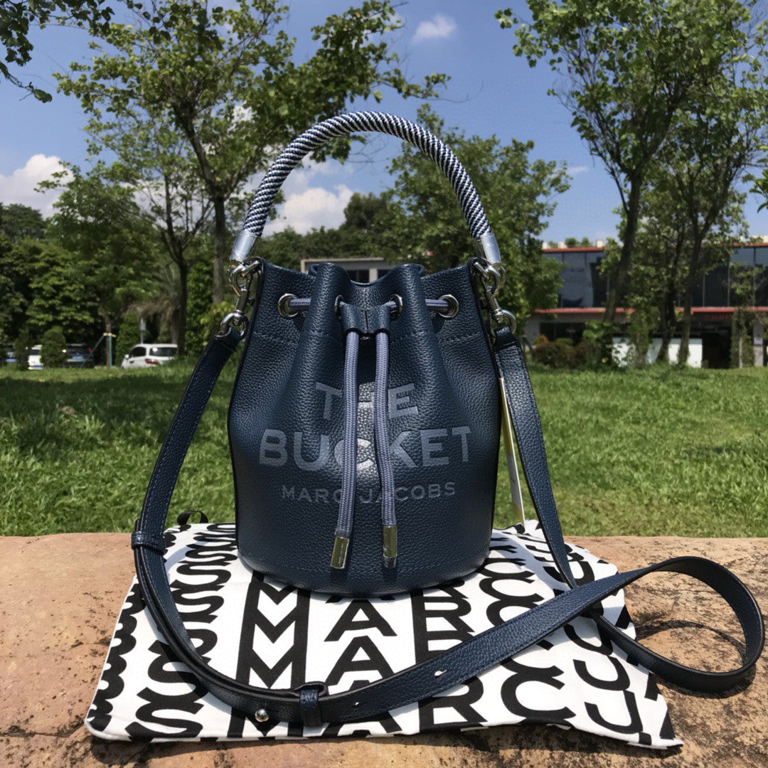 Genuine Leather Solid Color Fashion Advanced Bucket Bags