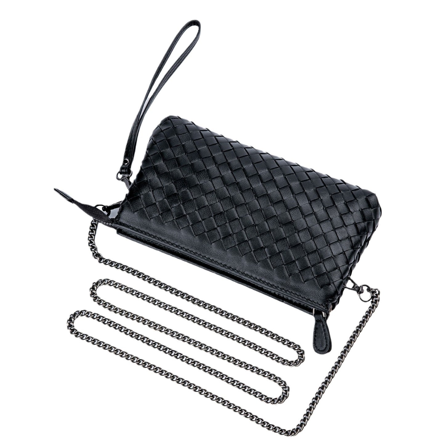 Women's Genuine Leather Trendy Handmade Woven Clutch Handbags