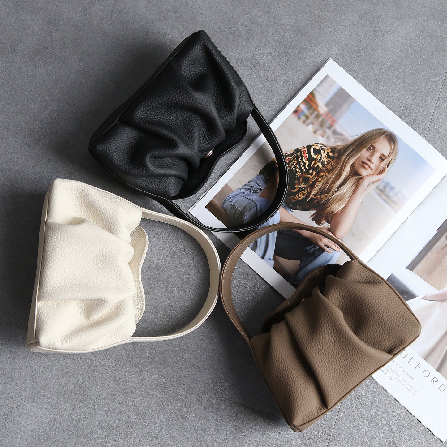 Women's Pleated Top Layer Soft Cowhide Mini Crossbody Bags
