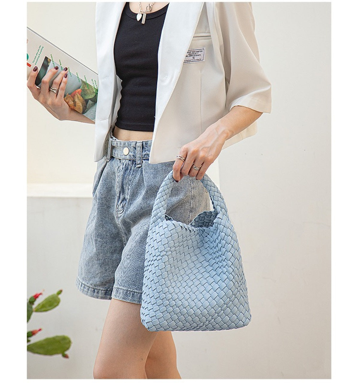 Hand-woven Female Large Capacity Mother Vegetable Tote Bags