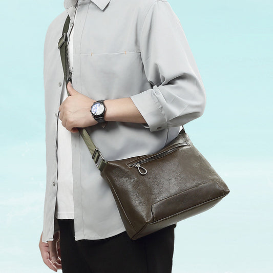 Men's Fashion Horizontal Top Layer Cowhide Leather Men's Messenger Bags