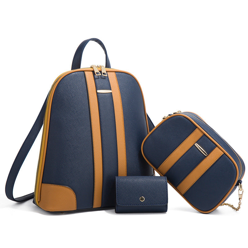 Women's Fashion Trendy Simple Large Capacity Three-piece Backpacks