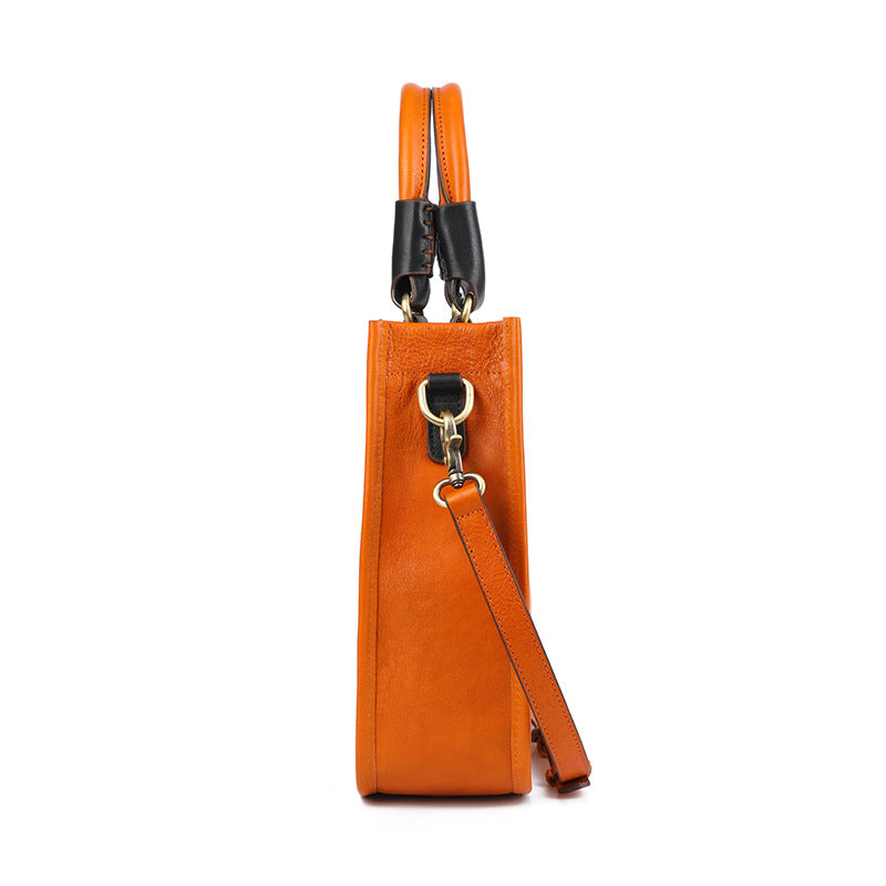 Women's Genuine Leather Retro Plant Vegetable Tanning Bags