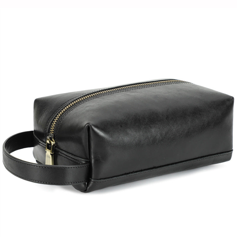 Black Angel Retro Crazy Horse Leather Clutch Men's Handbags