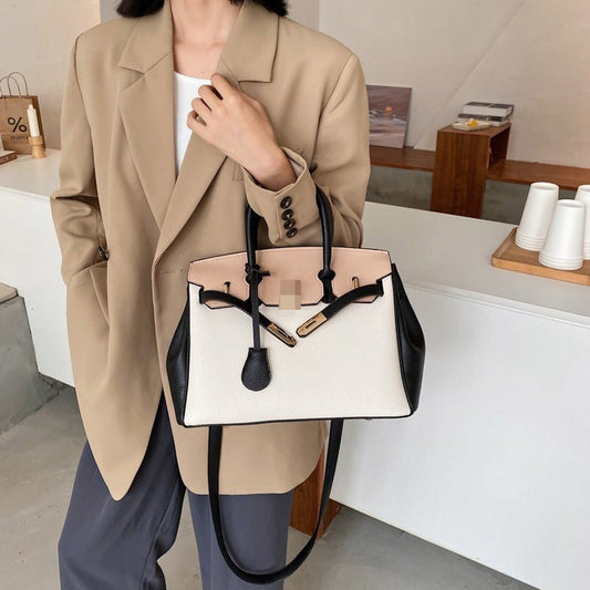 Platinum Kelly Large Capacity Lychee Pattern Shoulder Bags