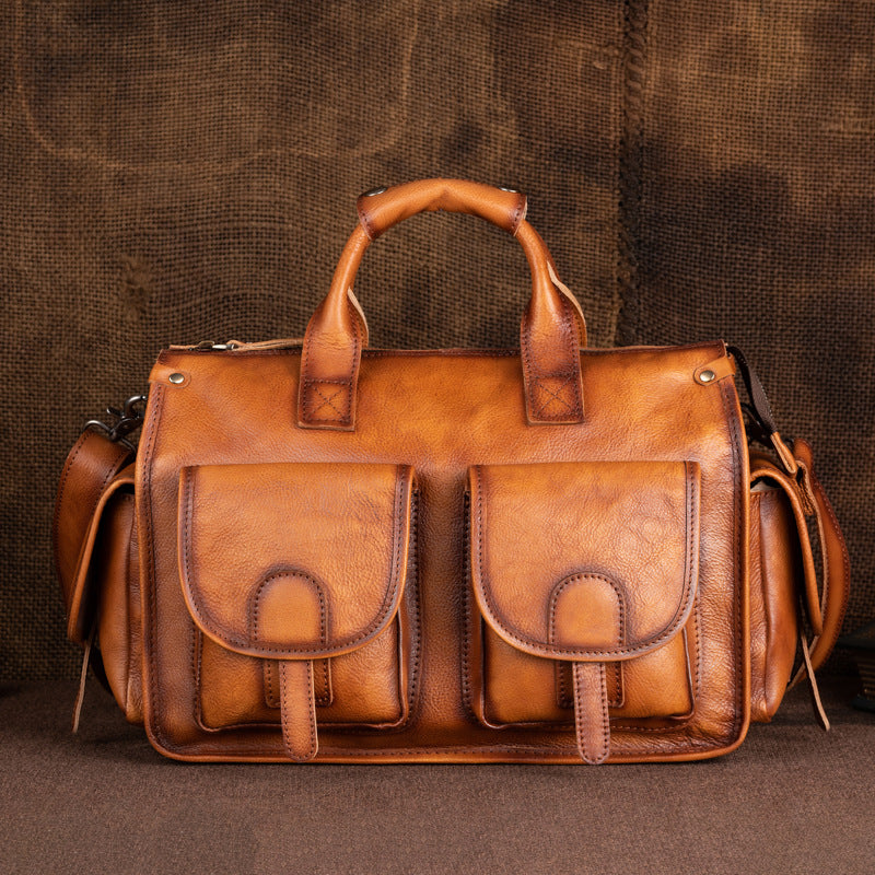 Men's Leather For High-grade Retro Large Capacity Men's Shoulder Bags