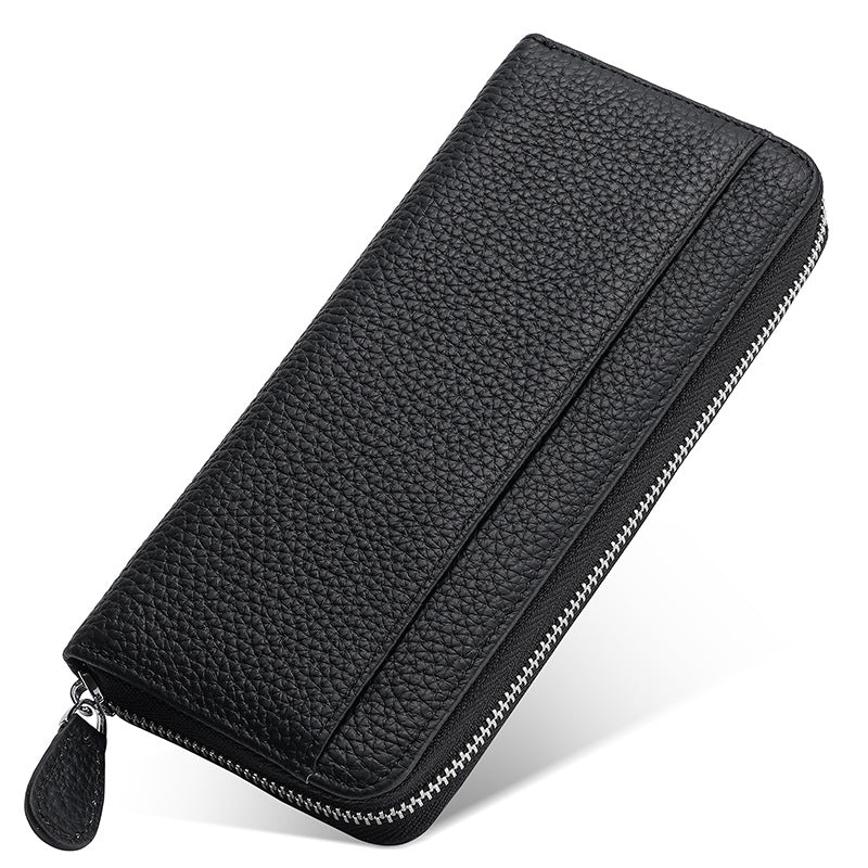 Leather Long Swiping Storage Top Layer Card Holder