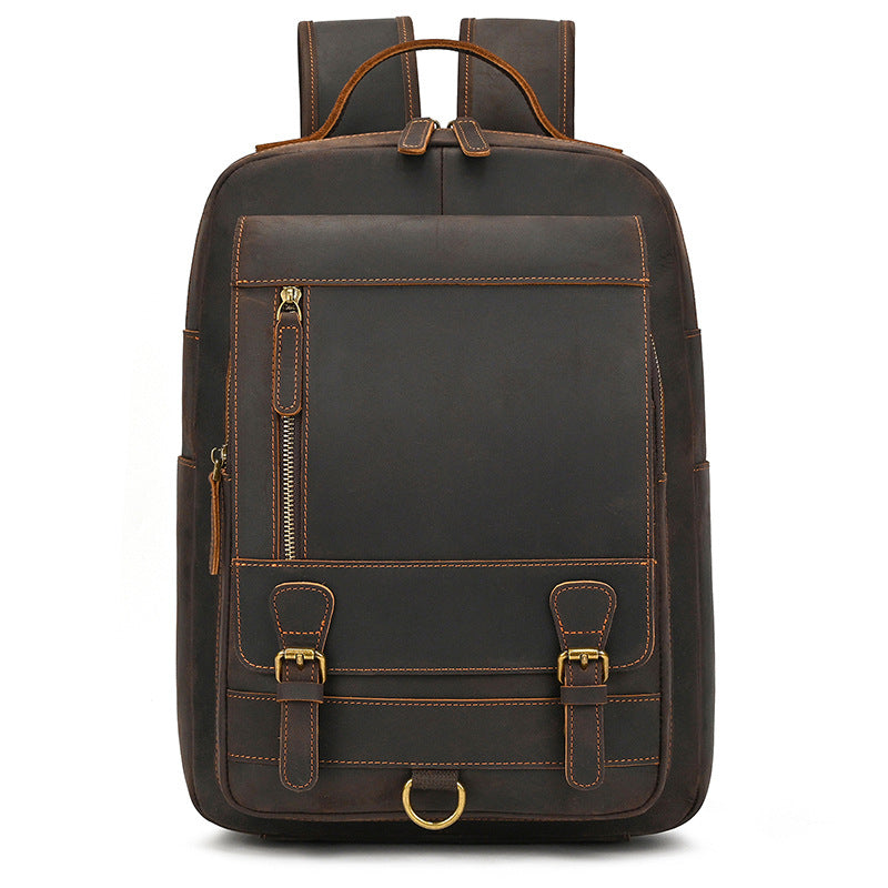 Men's Crazy Horse Leather Top Layer Cowhide Backpacks
