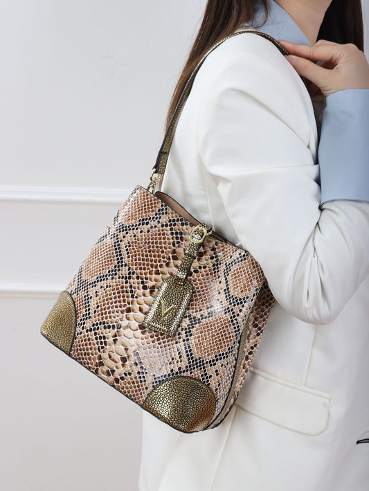 Women's Genuine Leather Snake Pattern Summer Light Shoulder Bags