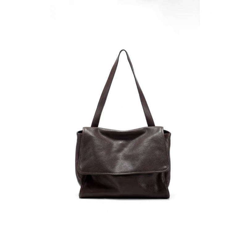 Women's Vegetable Tanned Leather Cowhide Flip Retro Crossbody Bags
