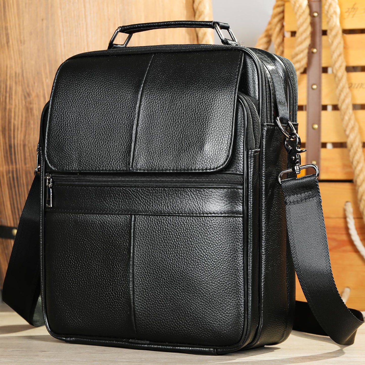 Men's Genuine Leather Business High-grade Cowhide Large Men's Shoulder Bags