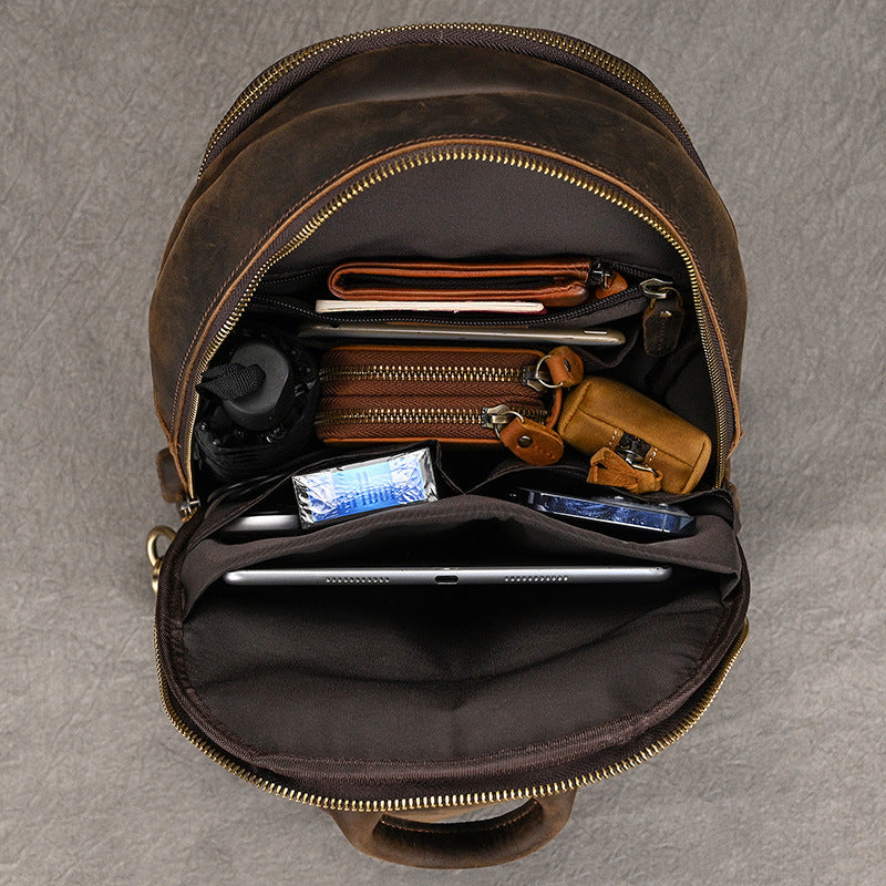 Men's Horse Leather Large Capacity Leisure With Men's Chest Bags