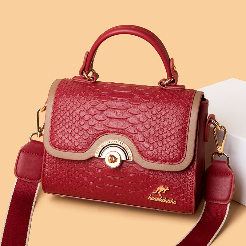 Women's Denis Kangaroo Crocodile Pattern Large Capacity Crossbody Bags