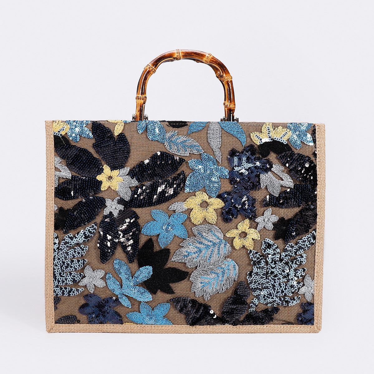 Women's Fashionable Sequins Niche Popular Straw Woven Tote Bags