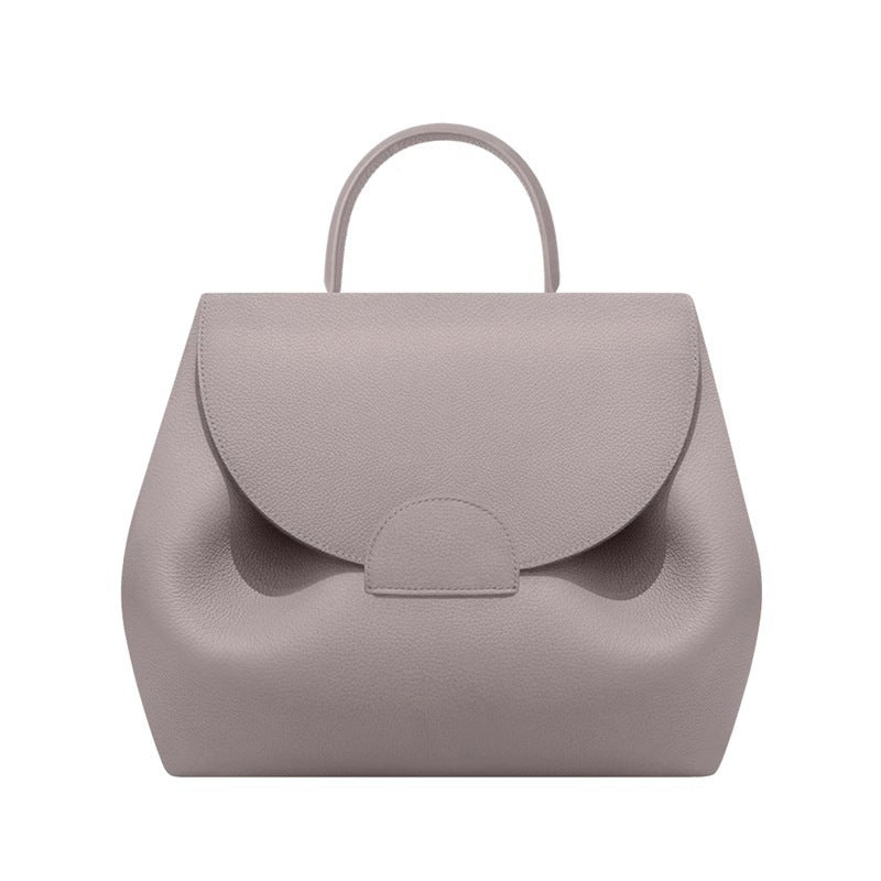French Design Camel Lychee Cowhide Stitching Bags