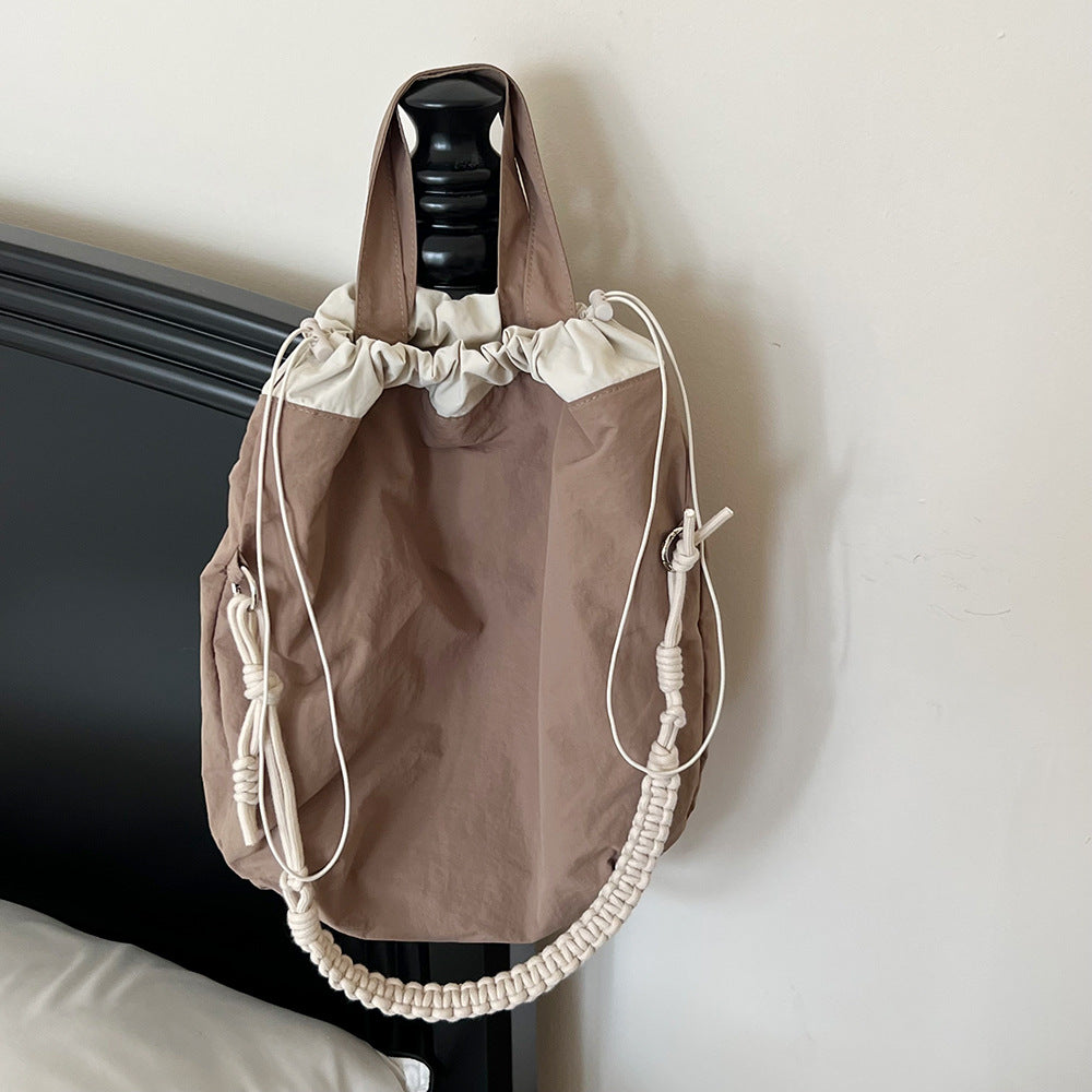 Nylon Cloth Lightweight Large Capacity Drawstring Shoulder Bags