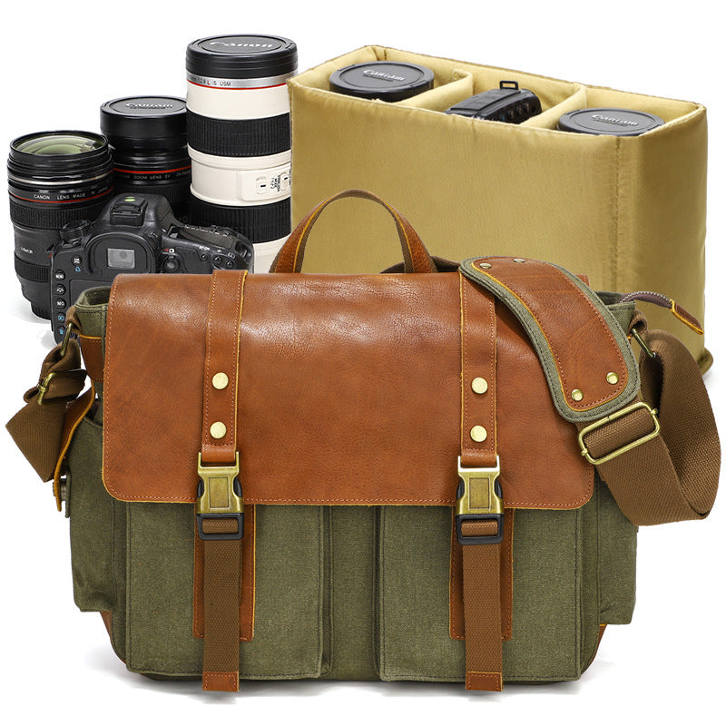 Men's Retro Oil Wax Canvas With First Men's Messenger Bags