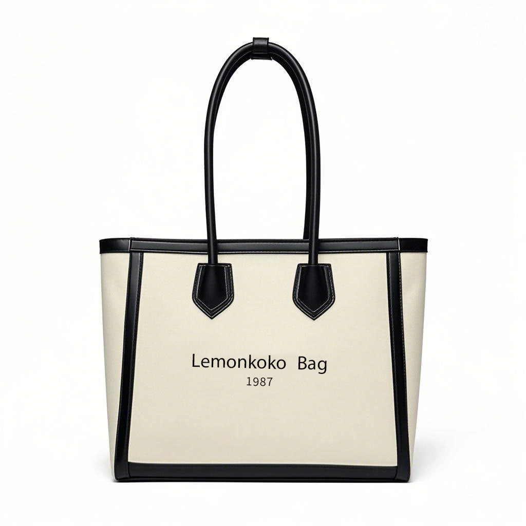 Women's Canvas Stitching Korean Style Large Capacity Tote Bags