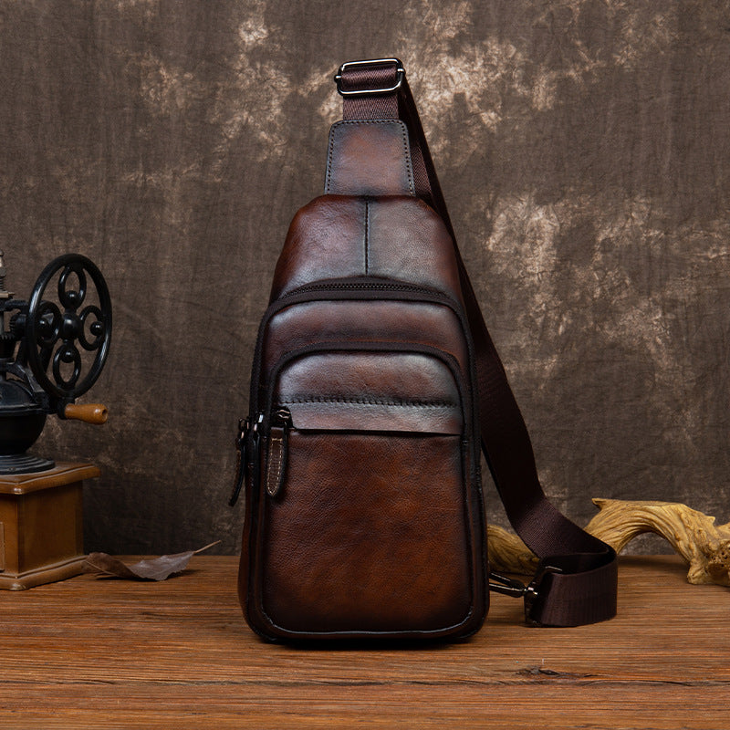 Men's Retro First Layer Cowhide Tree Height Men's Messenger Bags