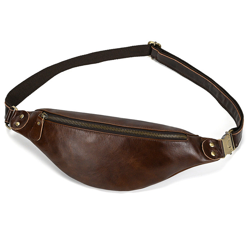 Men's Durable Retro Crazy Horse Leather Men's Chest Bags