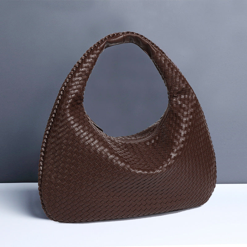 Women's Crescent Woven Large Capacity Simple Croissant Armpit Bags