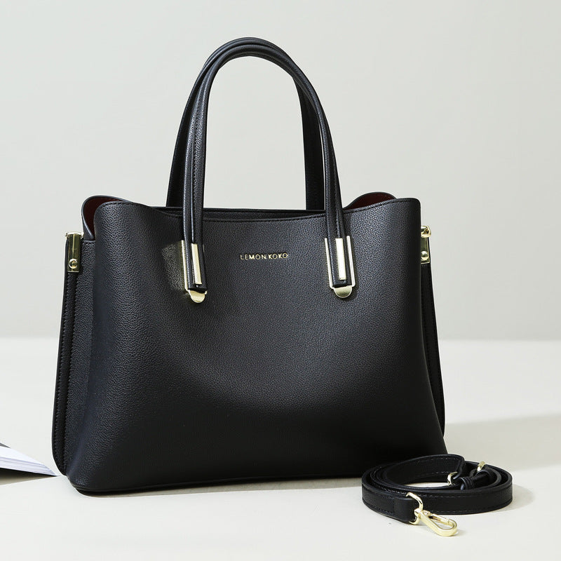 Women's High Sense Mother Fashion Soft Leather Simple Large Handbags